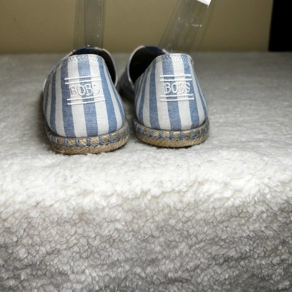 Skechers Bobs Espadrilles Women 9.5 Blue White Stripe Memory Foam Canvas Slip On - Picture 7 of 10